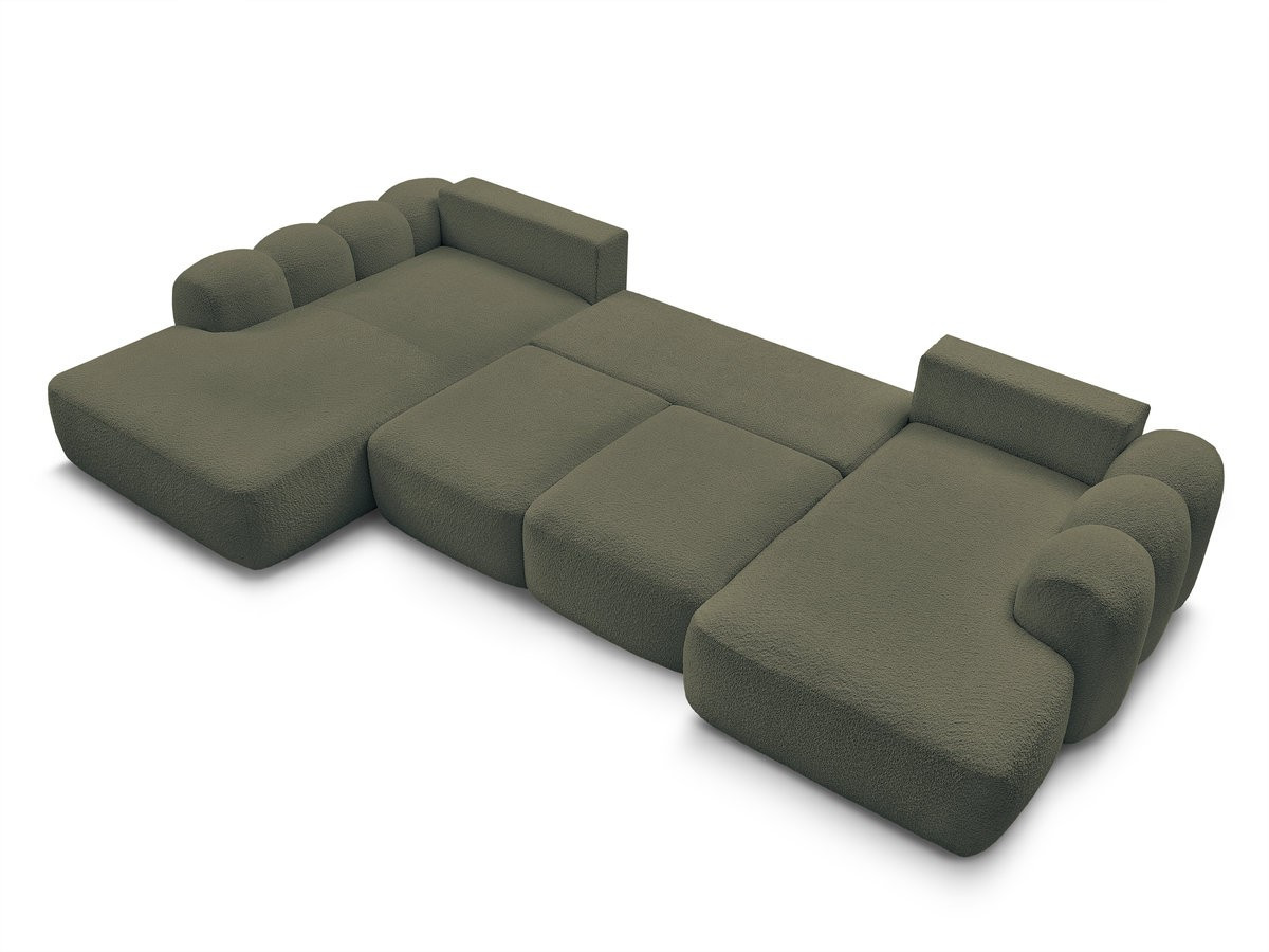 Canapé panoramique convertible coffre MONTAIGNE tissu bouclette