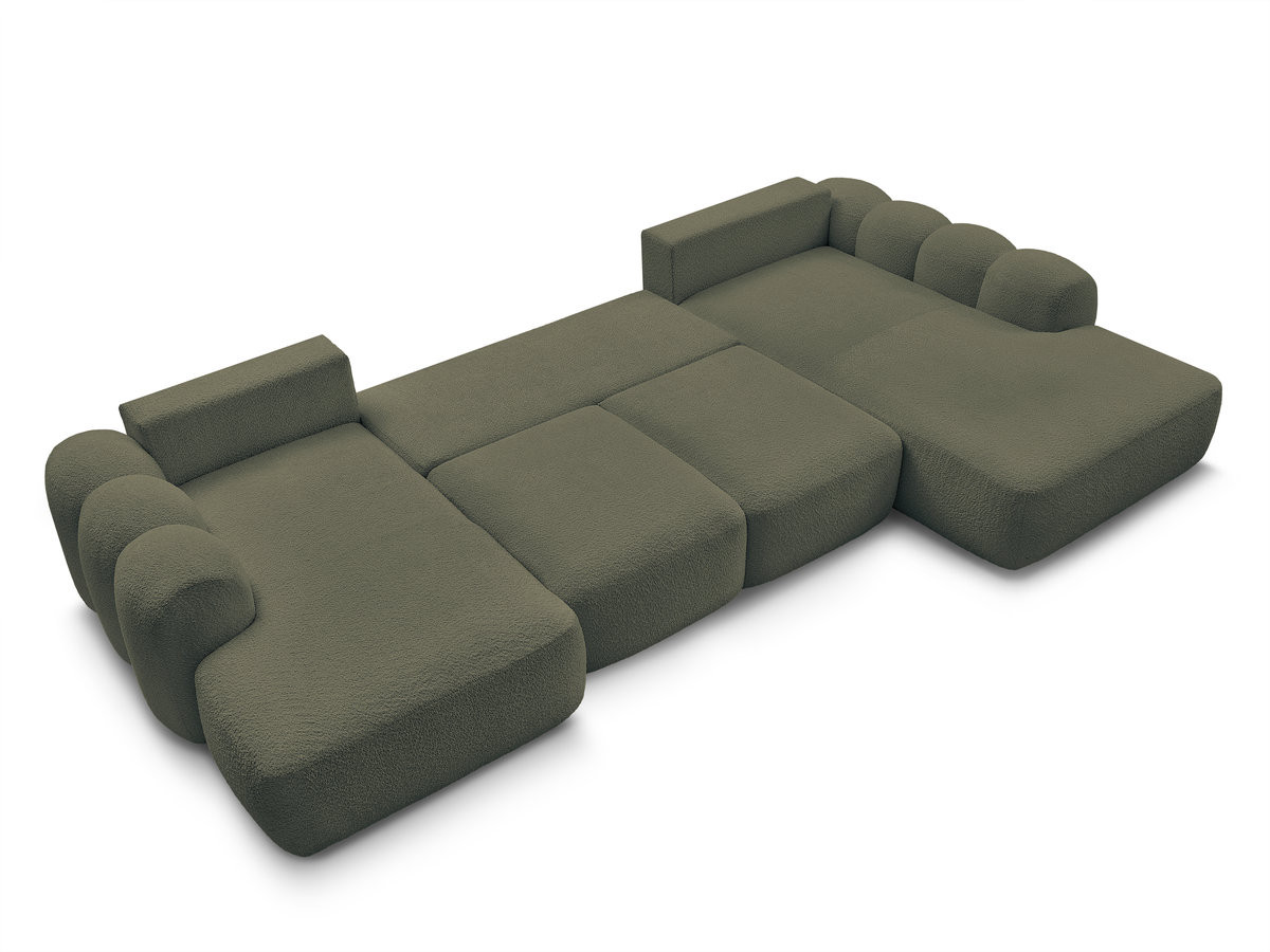 Canapé panoramique convertible coffre MONTAIGNE tissu bouclette