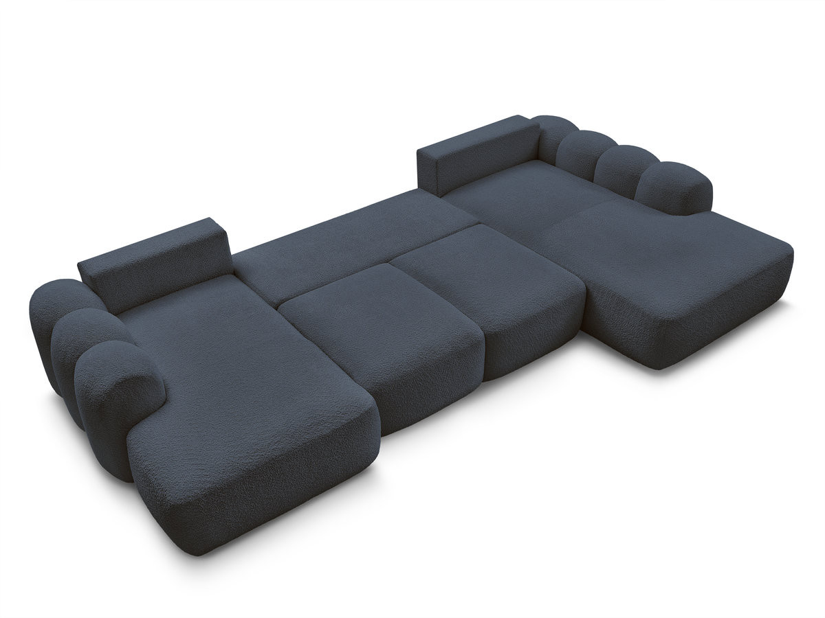 Canapé panoramique convertible coffre MONTAIGNE tissu bouclette