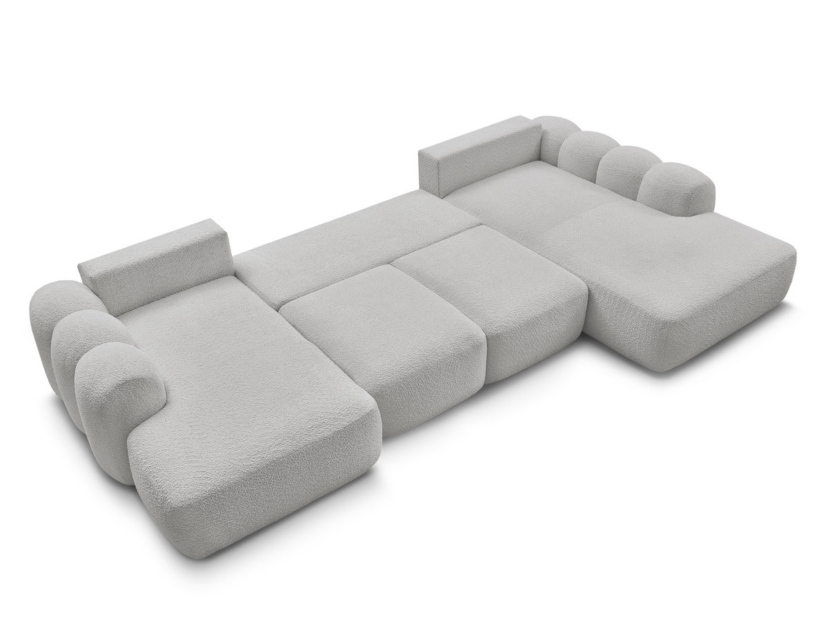 Canapé panoramique convertible coffre MONTAIGNE tissu bouclette