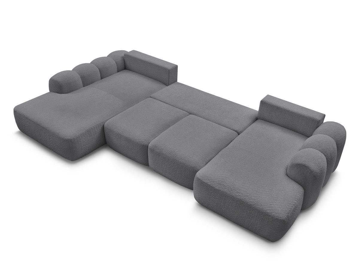 Canapé panoramique convertible coffre MONTAIGNE tissu bouclette