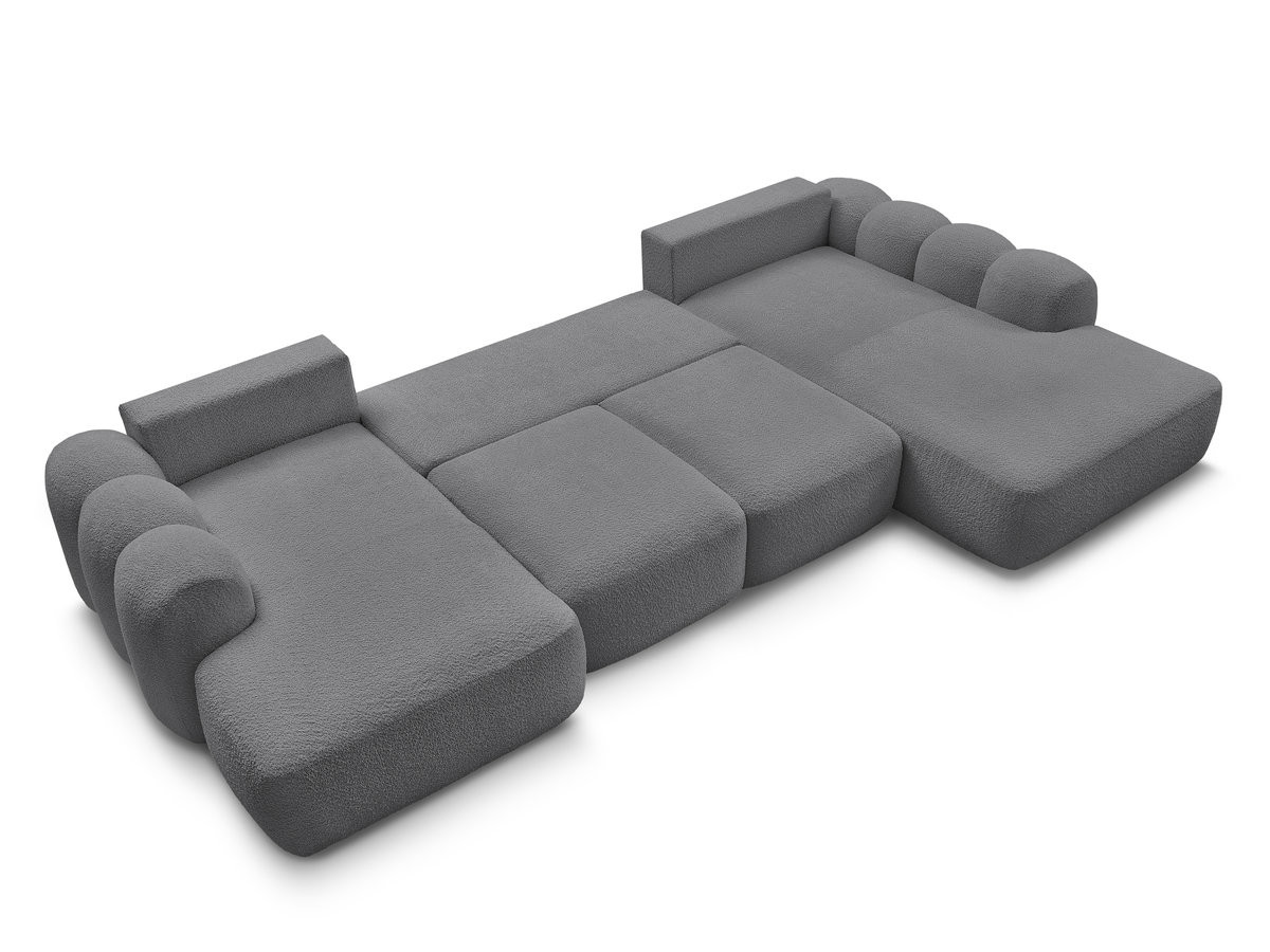 Canapé panoramique convertible coffre MONTAIGNE tissu bouclette