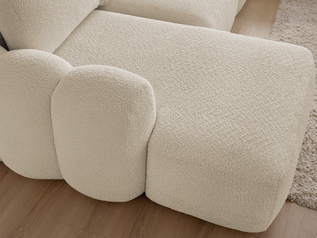 Canapé panoramique convertible coffre MONTAIGNE tissu bouclette