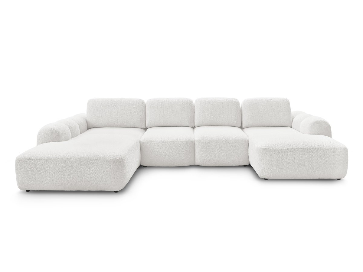 Canapé panoramique convertible coffre MONTAIGNE tissu bouclette