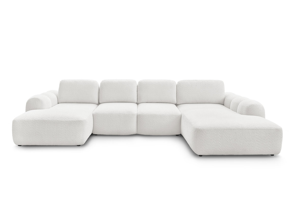 Canapé panoramique convertible coffre MONTAIGNE tissu bouclette