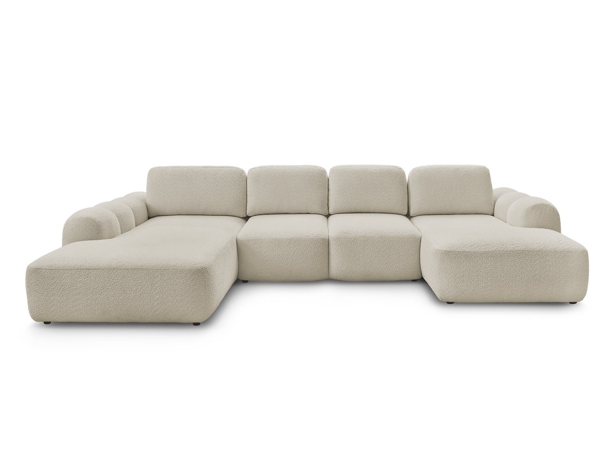 Canapé panoramique convertible coffre MONTAIGNE tissu bouclette