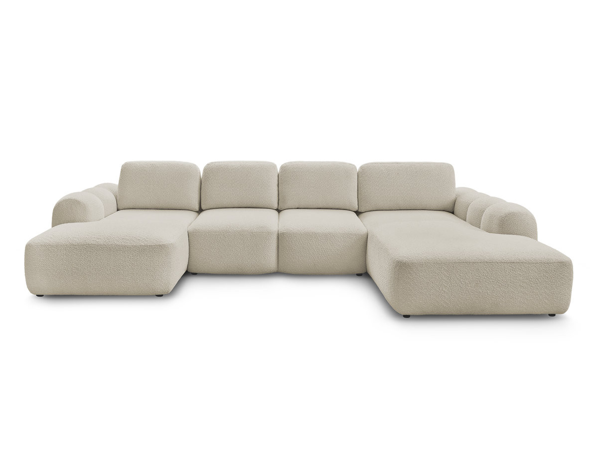 Canapé panoramique convertible coffre MONTAIGNE tissu bouclette