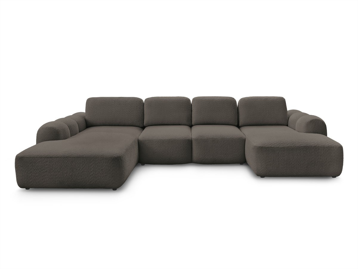 Canapé panoramique convertible coffre MONTAIGNE tissu bouclette