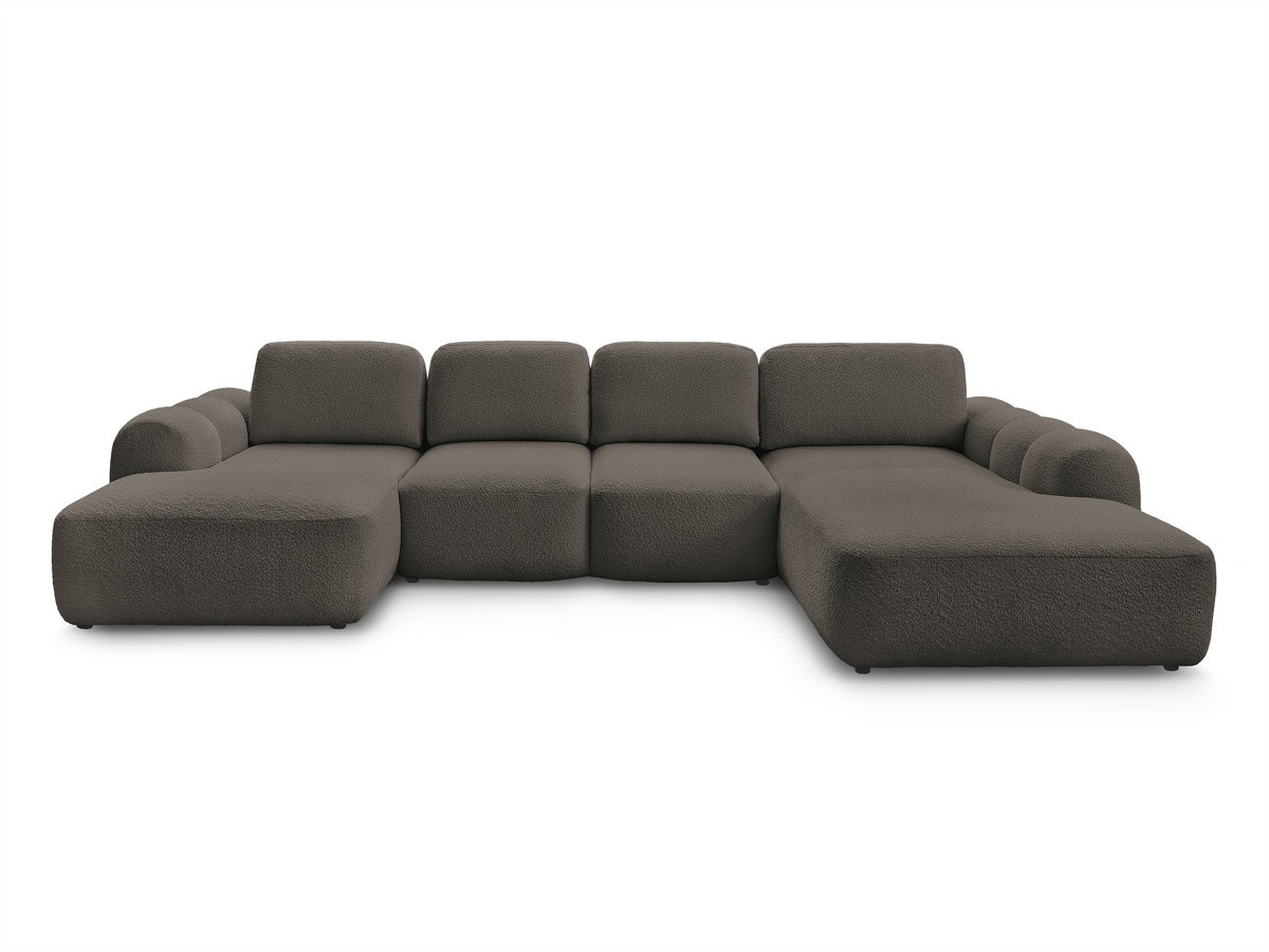 Canapé panoramique convertible coffre MONTAIGNE tissu bouclette