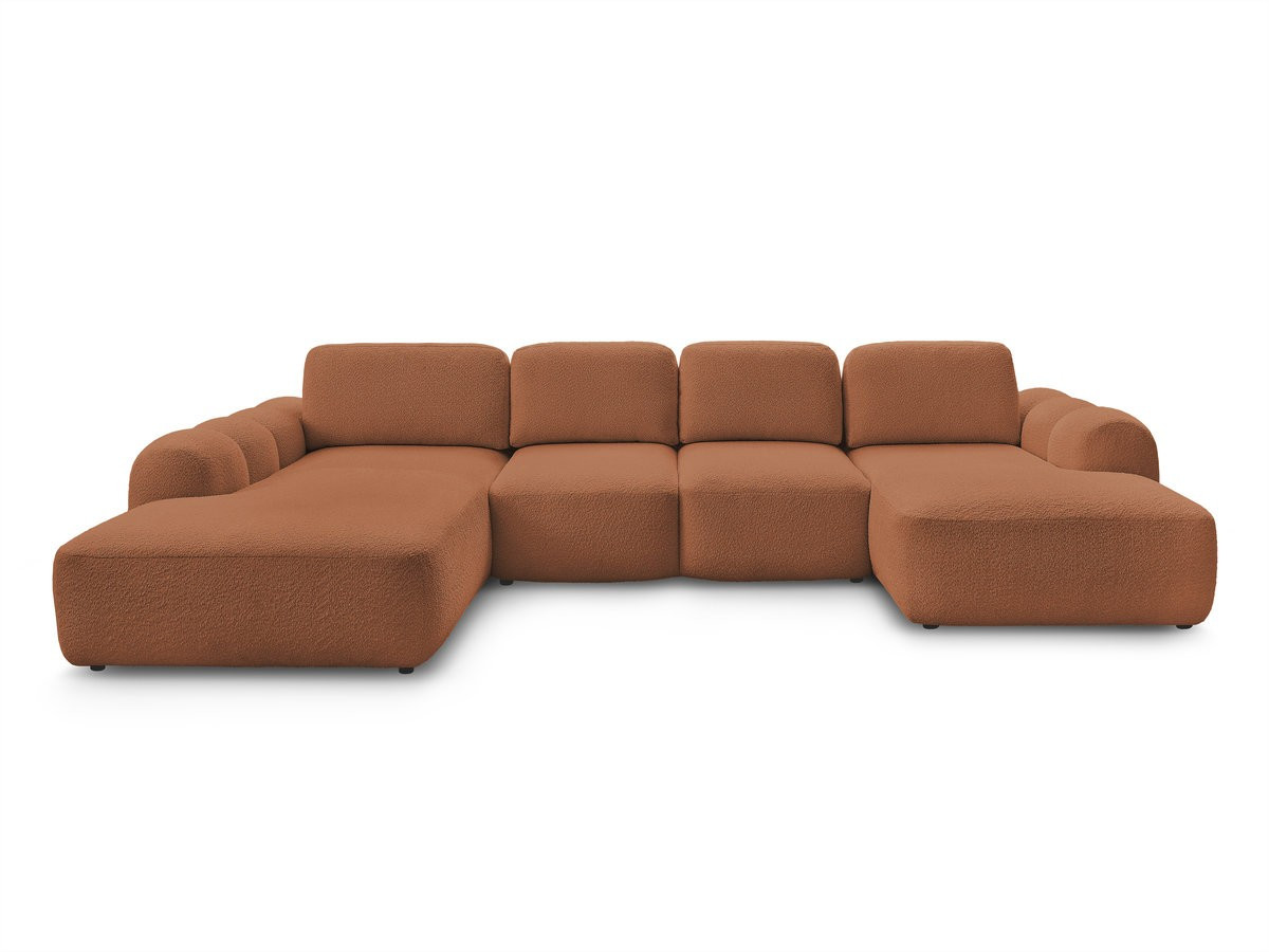 Canapé panoramique convertible coffre MONTAIGNE tissu bouclette