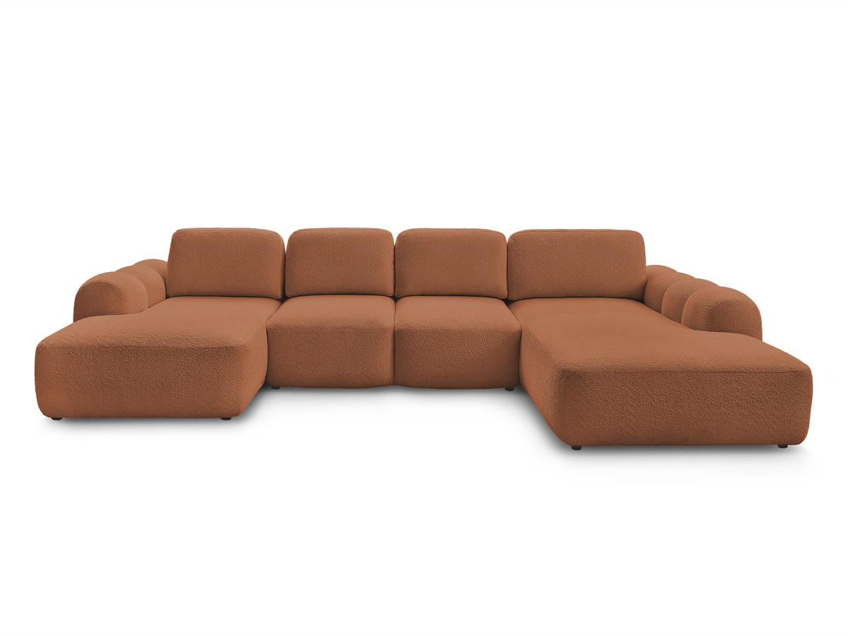 Canapé panoramique convertible coffre MONTAIGNE tissu bouclette