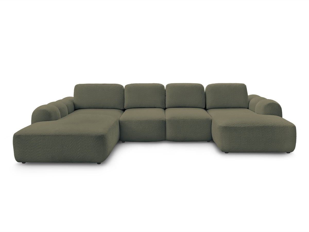 Canapé panoramique convertible coffre MONTAIGNE tissu bouclette