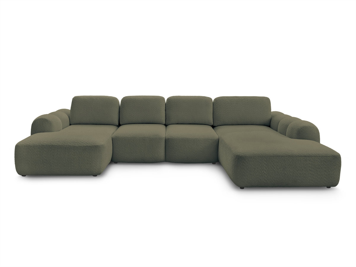 Canapé panoramique convertible coffre MONTAIGNE tissu bouclette