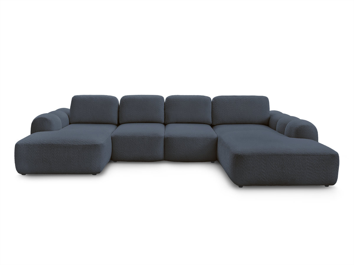 Canapé panoramique convertible coffre MONTAIGNE tissu bouclette