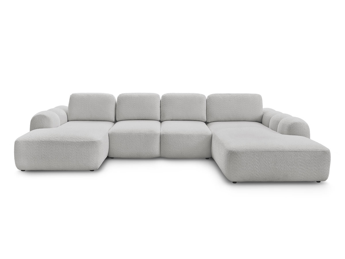 Canapé panoramique convertible coffre MONTAIGNE tissu bouclette