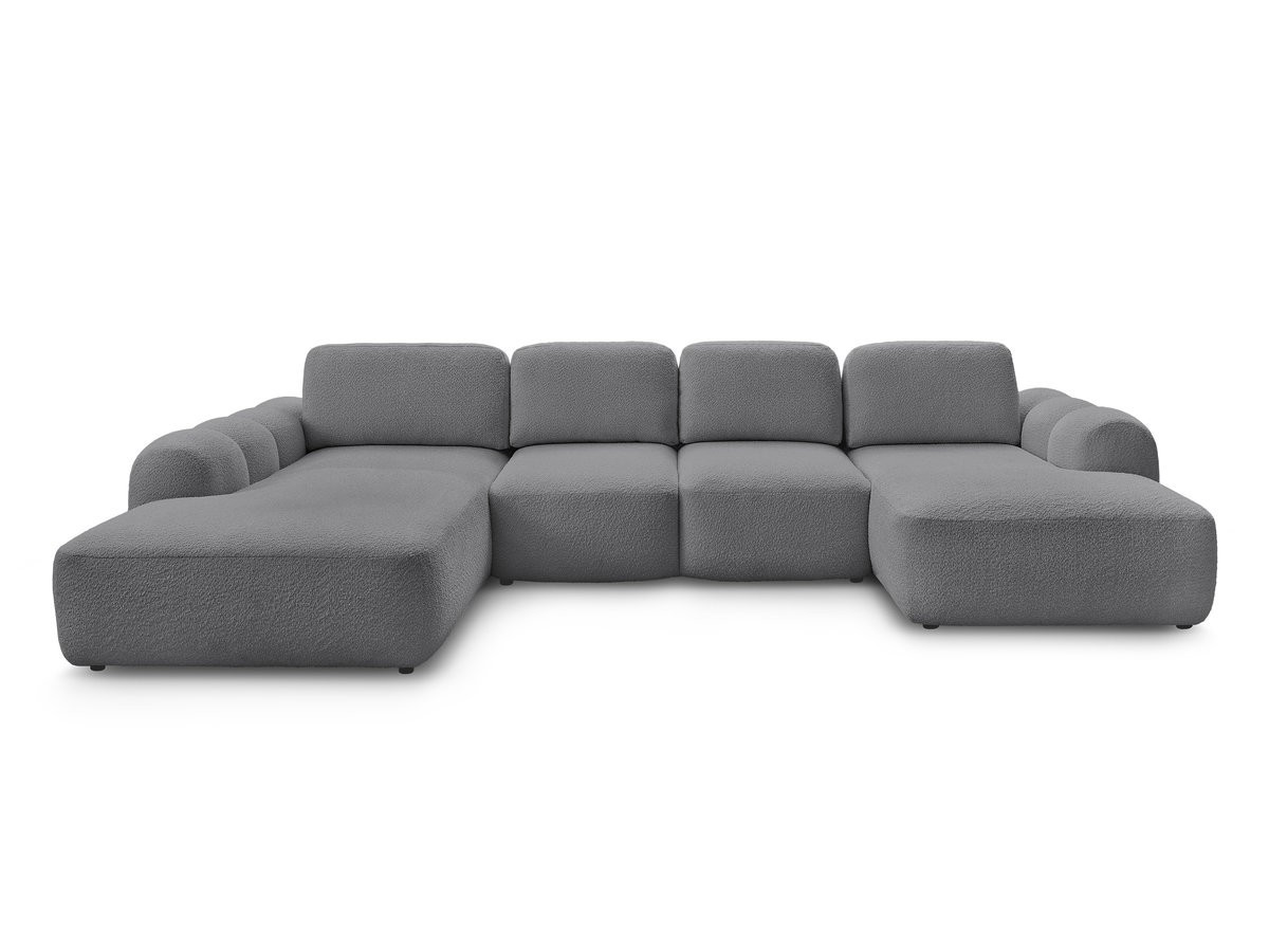 Canapé panoramique convertible coffre MONTAIGNE tissu bouclette