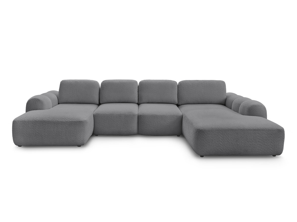 Canapé panoramique convertible coffre MONTAIGNE tissu bouclette