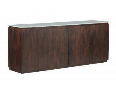 Buffet 4 portes 200 cm BARBARA bois massif de manguier et marbre