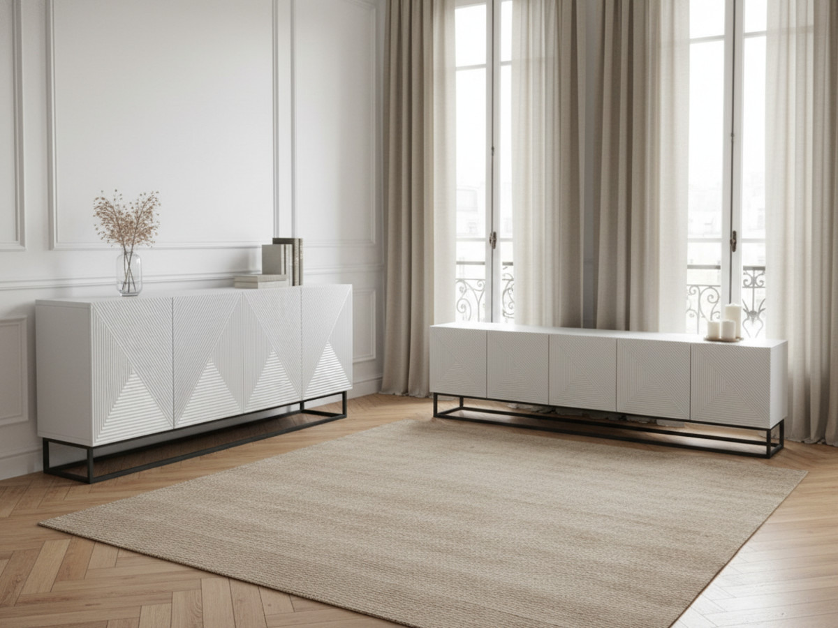 ALICE set met 200 cm tv-meubel + 200 cm 4-deurs dressoir met metalen poten