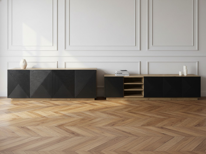 Ensemble ALICE avec Meuble TV avec niche 200 cm + Buffet 4 portes 200 cm