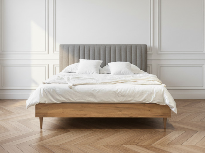 Lit OCEANE avec lattes massives tissu texturé