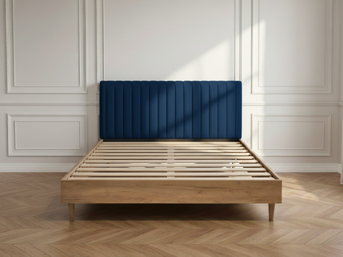 Lit OCEANE VELOURS avec lattes massives bleu foncé — vue 5