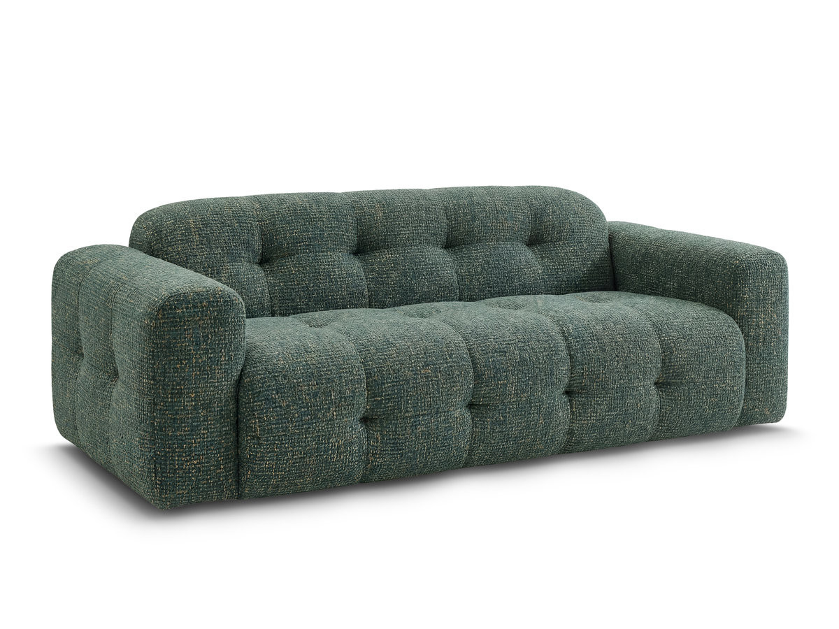 canapé droit fixe 3 places laura tissu chiné de couleur vert foncé