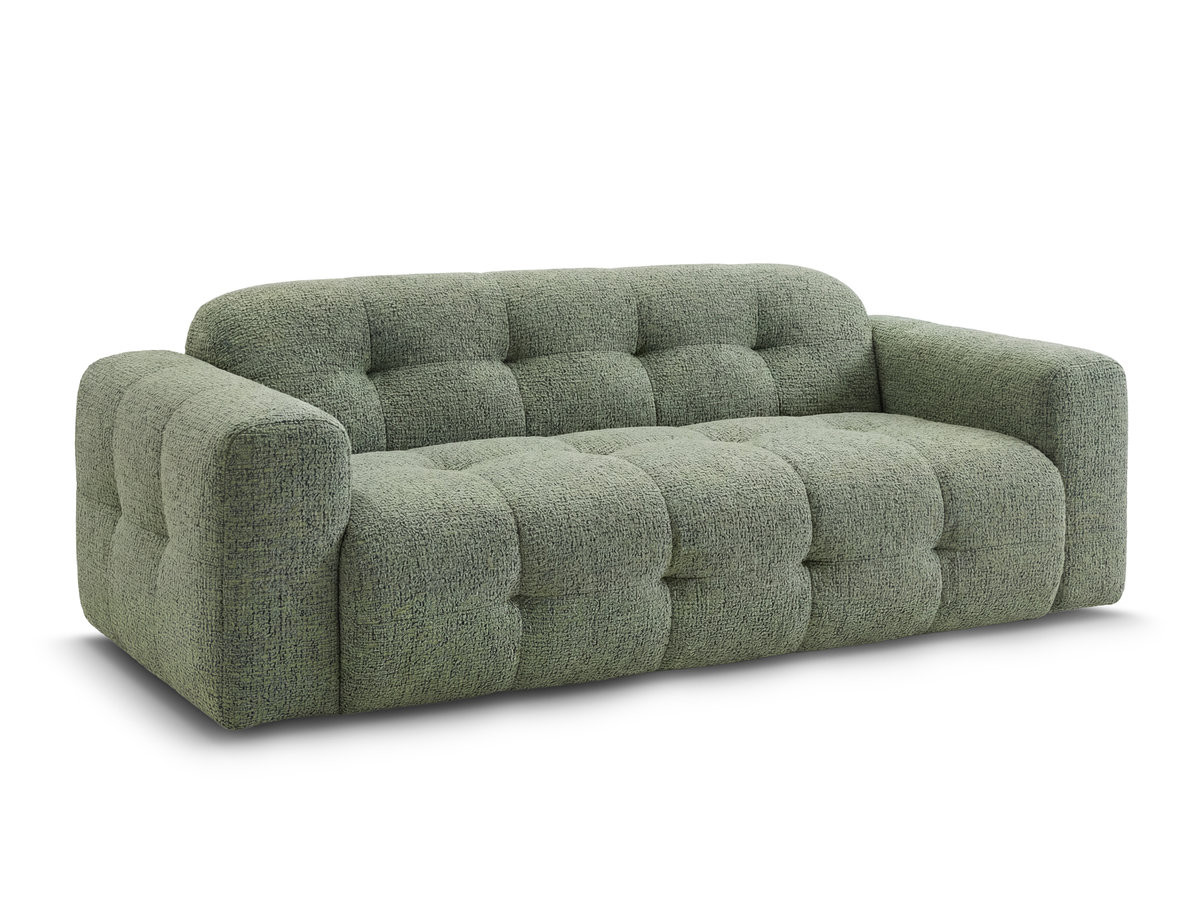 canapé droit fixe 3 places laura tissu chiné de couleur vert clair
