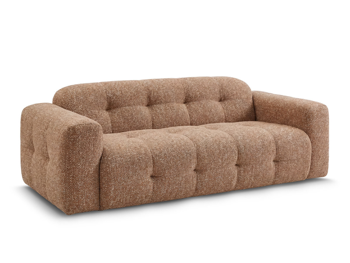 canapé droit fixe 3 places laura tissu chiné de couleur orange