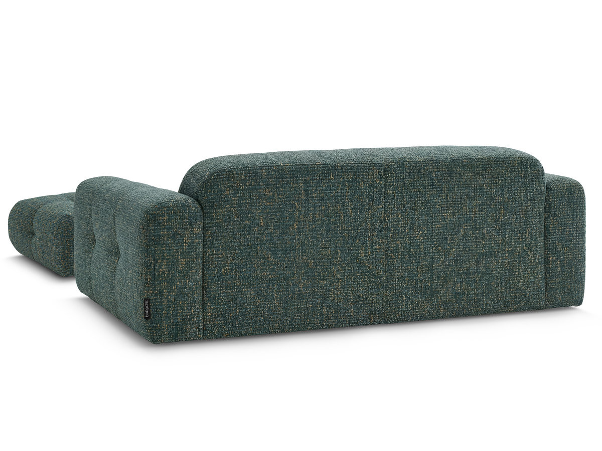 Canapé droit fixe 3 places LAURA tissu chiné avec grand pouf