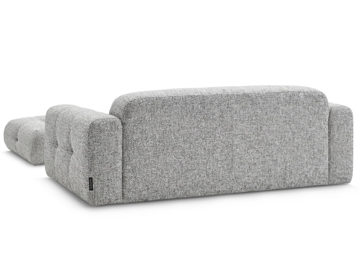 Canapé droit fixe 3 places LAURA tissu chiné avec grand pouf