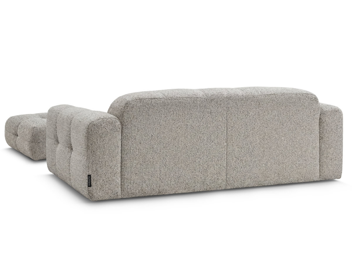 Canapé droit fixe 3 places LAURA tissu chiné avec grand pouf