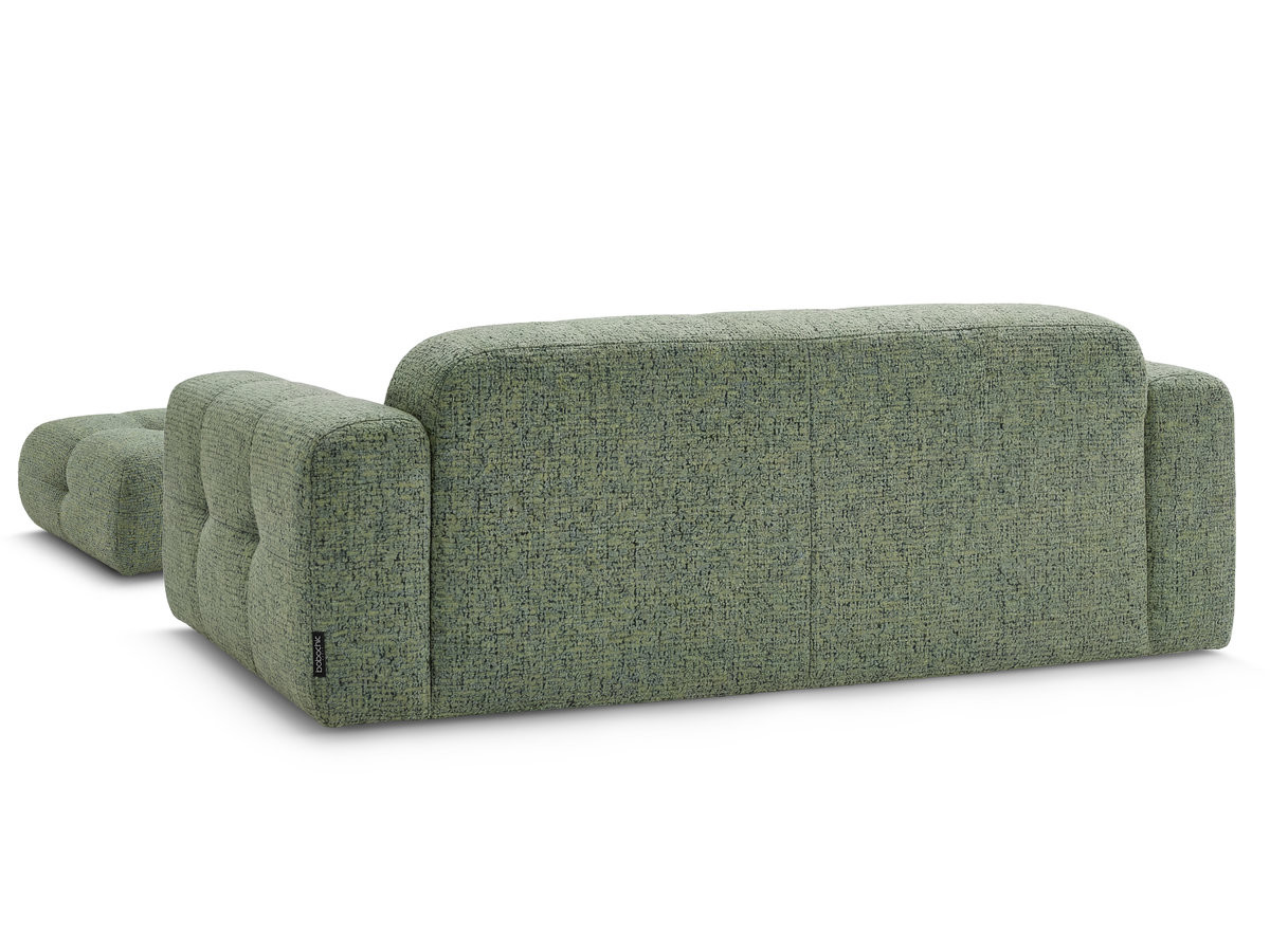 Canapé droit fixe 3 places LAURA tissu chiné avec grand pouf