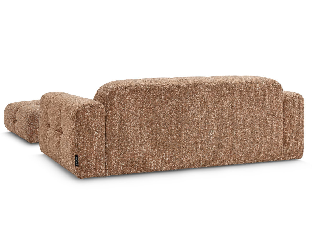 Canapé droit fixe 3 places LAURA tissu chiné avec grand pouf