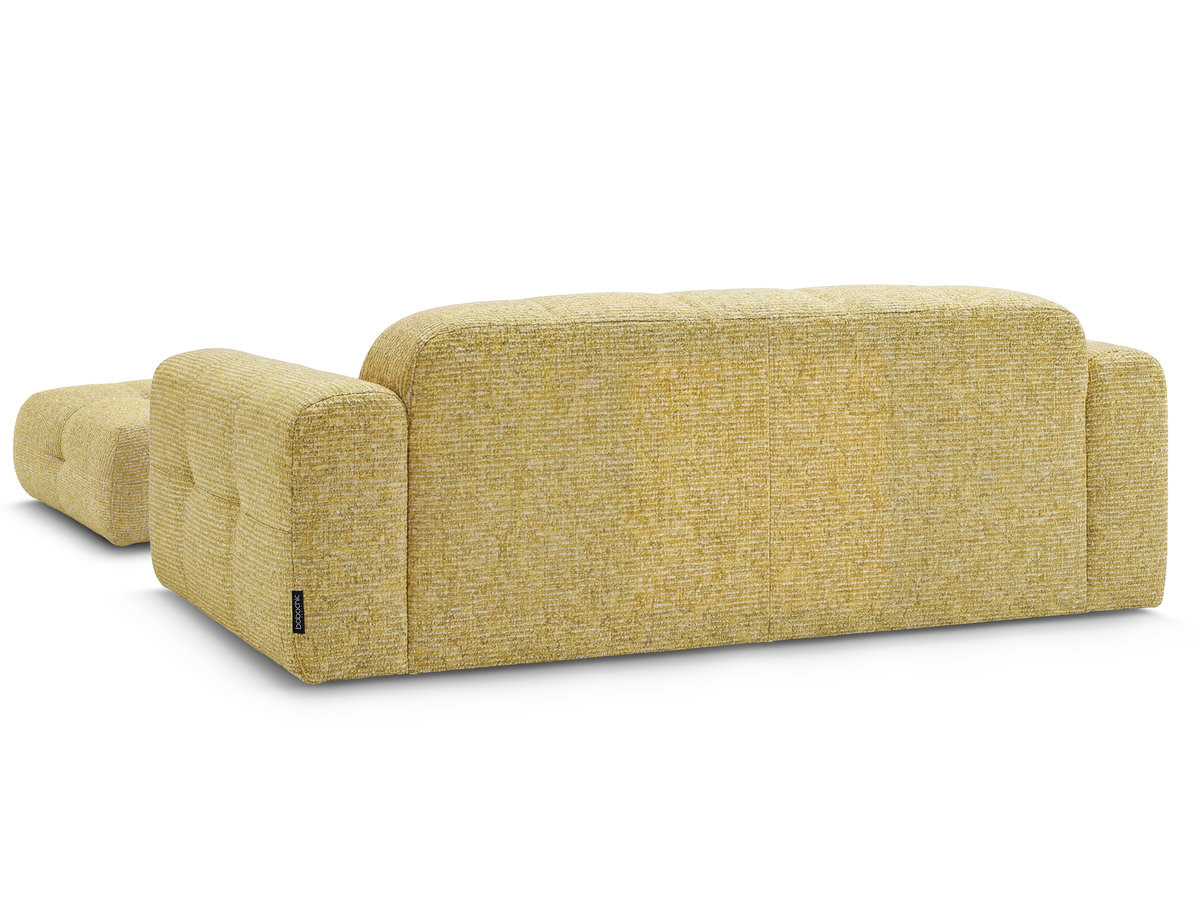 Canapé droit fixe 3 places LAURA tissu chiné avec grand pouf