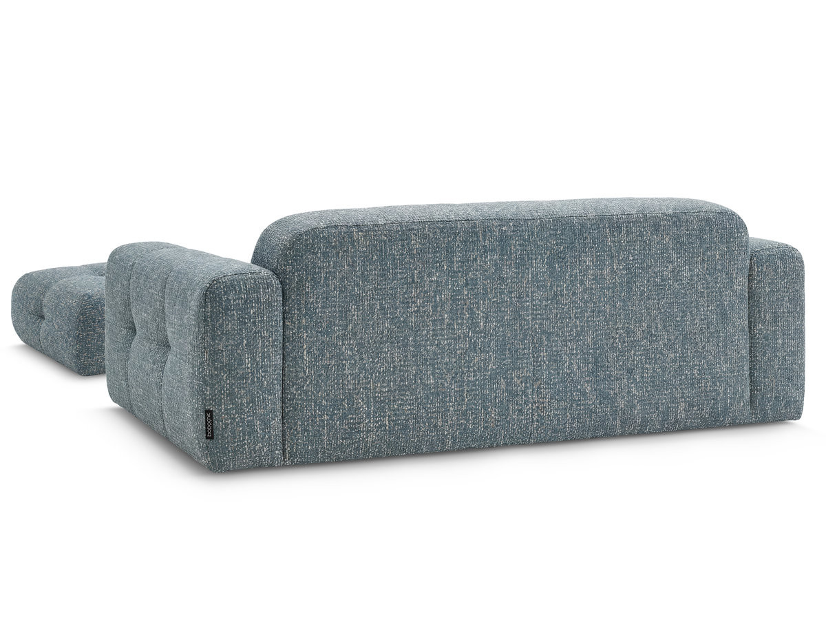 Canapé droit fixe 3 places LAURA tissu chiné avec grand pouf
