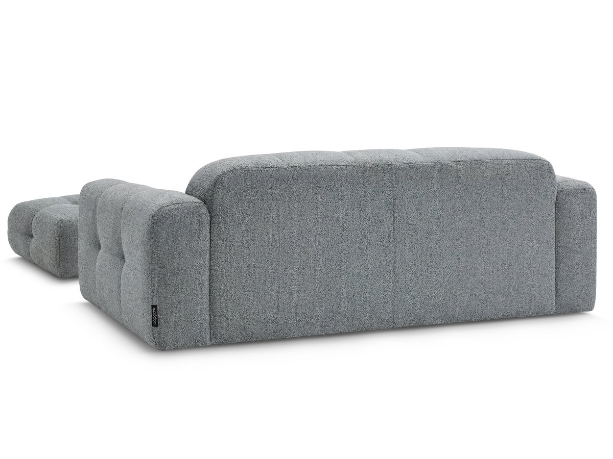 Canapé droit fixe 3 places LAURA tissu chiné avec grand pouf