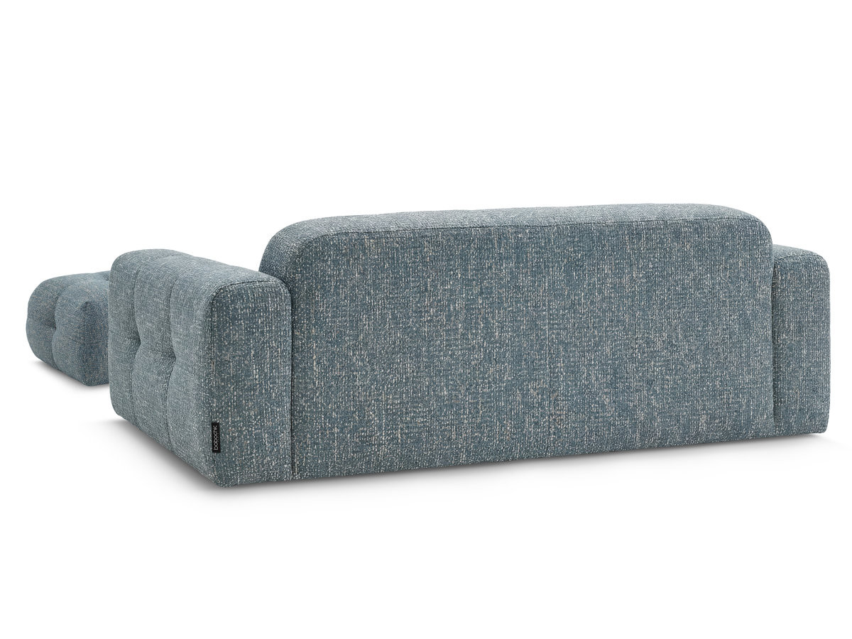 Canapé droit fixe 3 places LAURA tissu chiné avec petit pouf