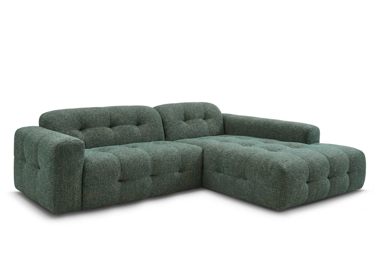 canapé d'angle fixe laura tissu chiné de couleur vert foncé