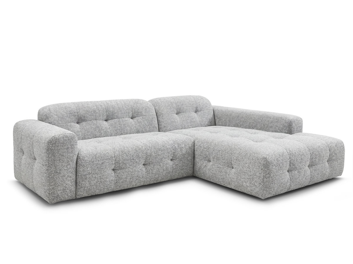 canapé d'angle fixe laura tissu chiné de couleur gris clair