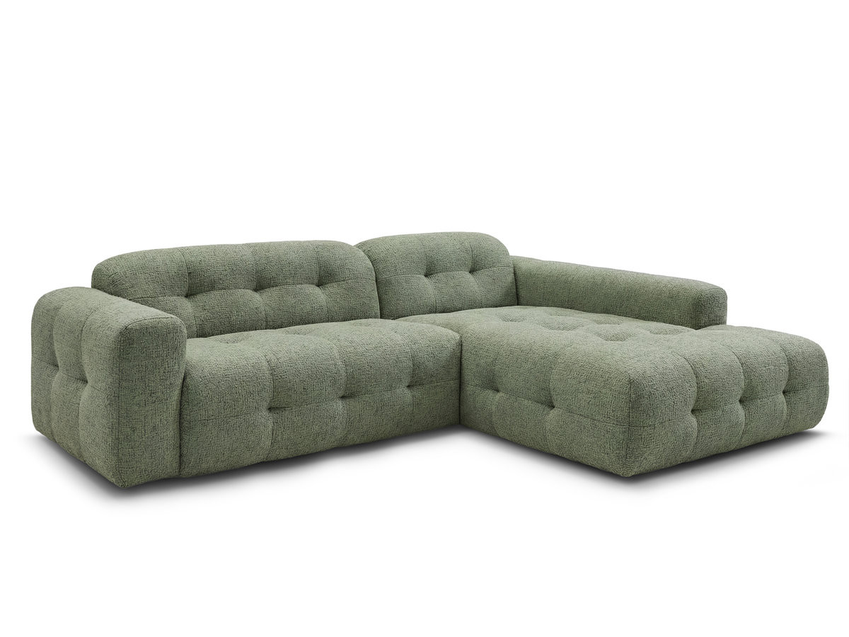 canapé d'angle fixe laura tissu chiné de couleur vert clair