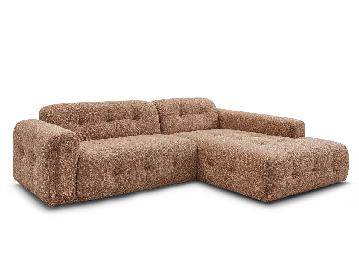 canapé d'angle fixe laura tissu chiné de couleur orange