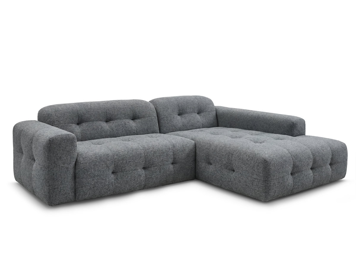 canapé d'angle fixe laura tissu chiné de couleur gris foncé