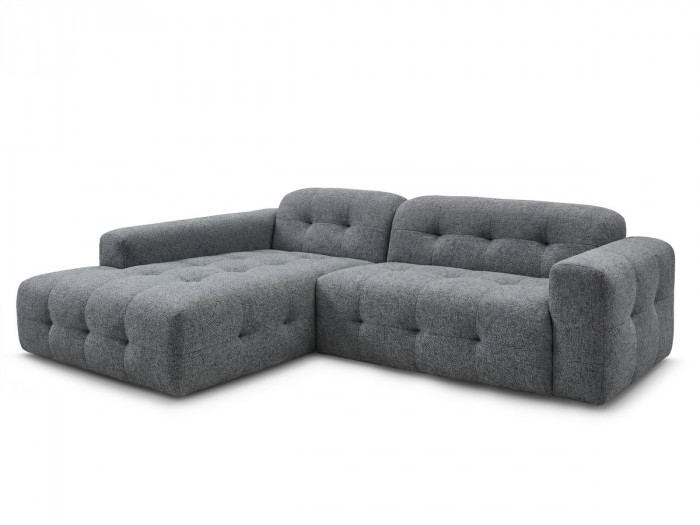 Canapé d'angle fixe LAURA tissu chiné