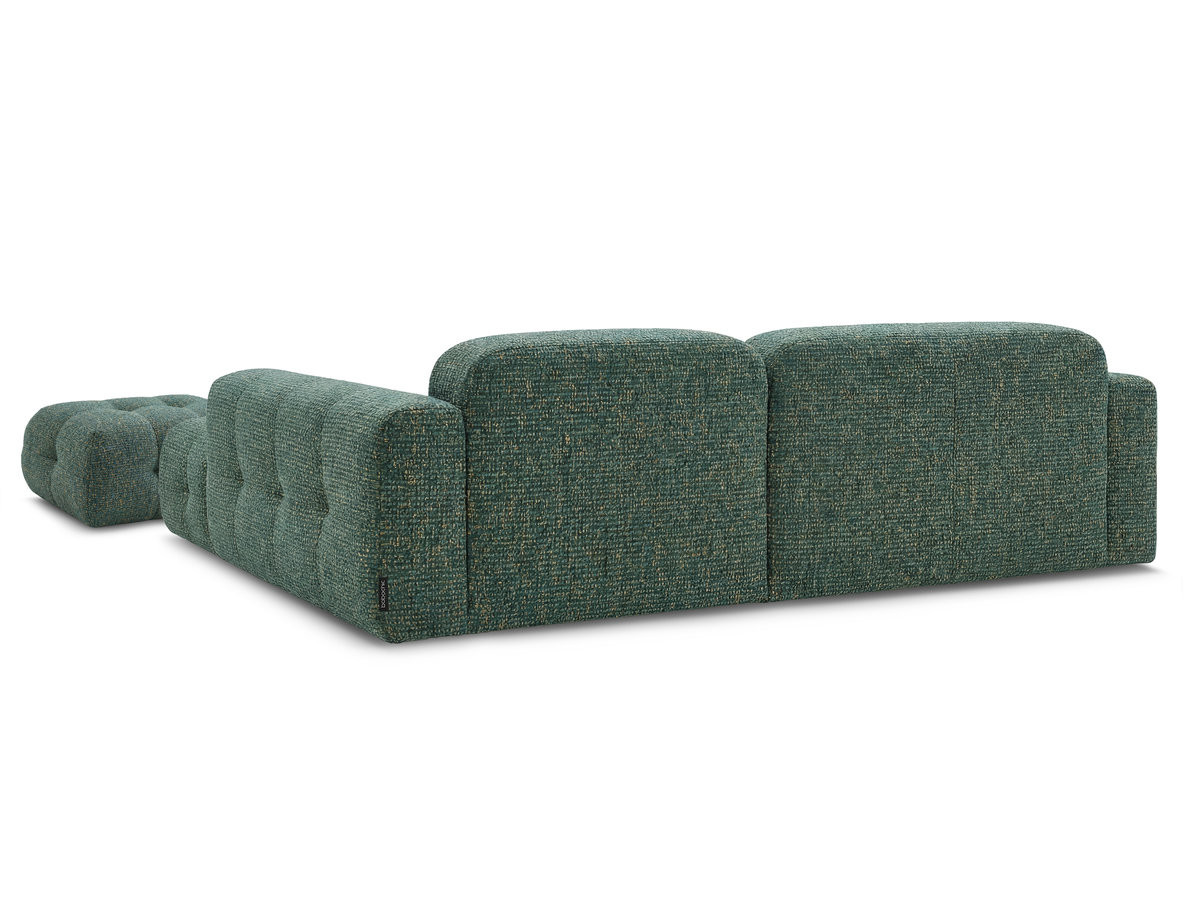 LAURA vaste hoekbank in gemęleerde stof met kleine poef