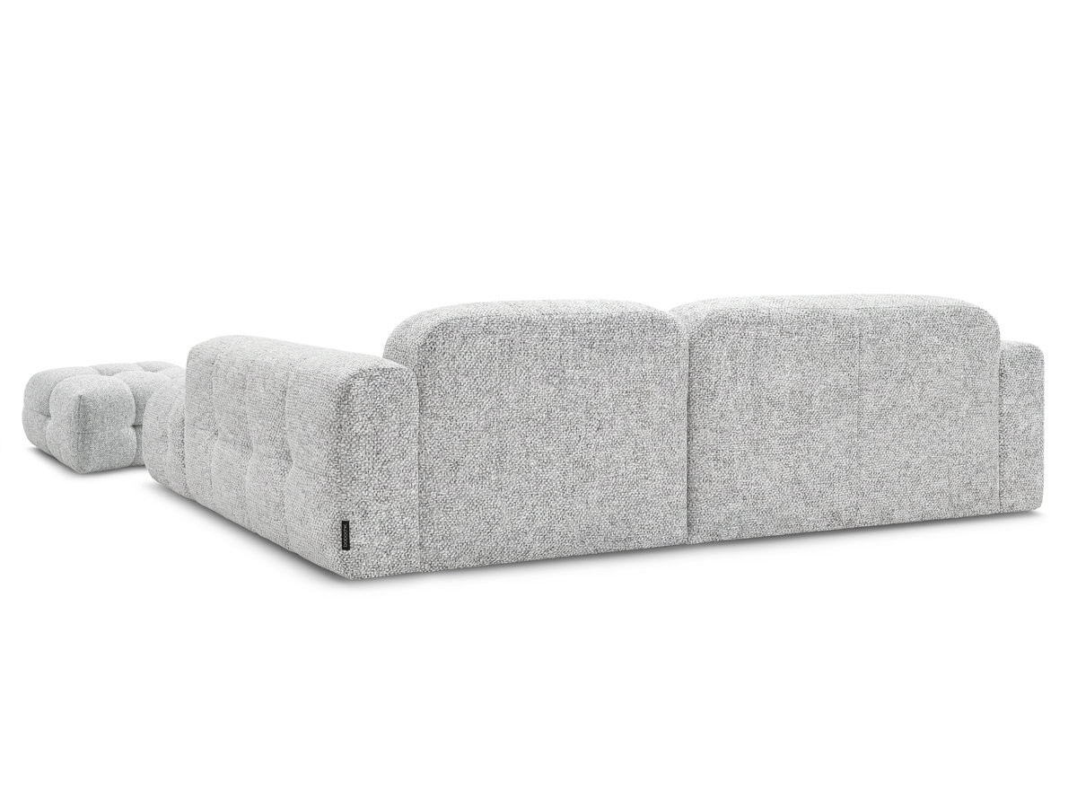 LAURA vaste hoekbank in gemęleerde stof met kleine poef