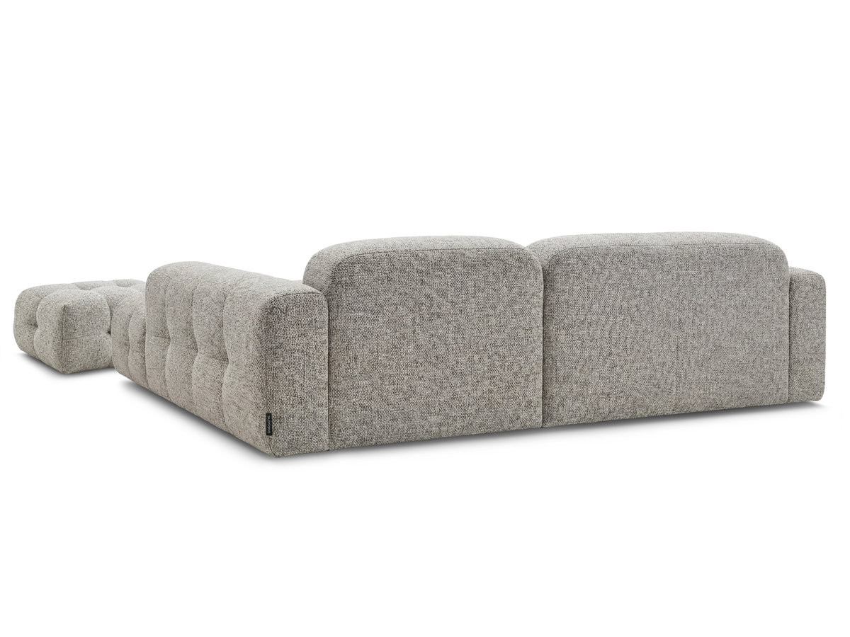 LAURA vaste hoekbank in gemęleerde stof met kleine poef