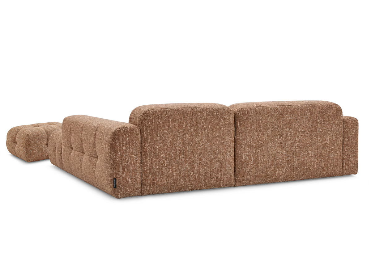 LAURA vaste hoekbank in gemęleerde stof met kleine poef