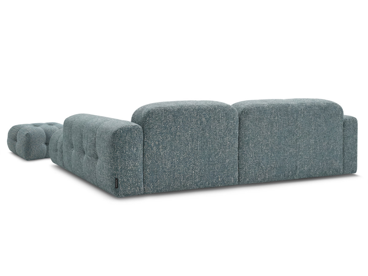 LAURA vaste hoekbank in gemęleerde stof met kleine poef