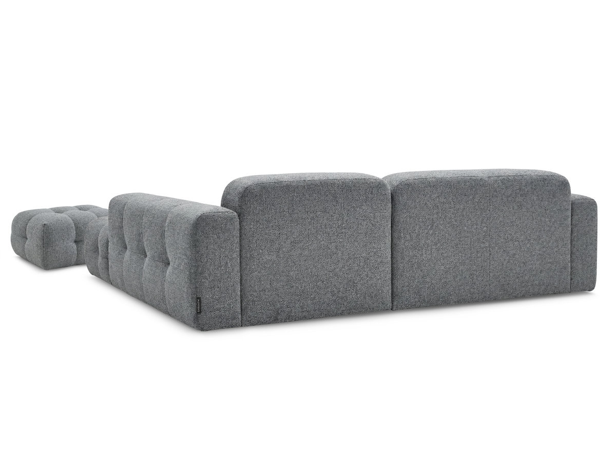 LAURA vaste hoekbank in gemęleerde stof met kleine poef